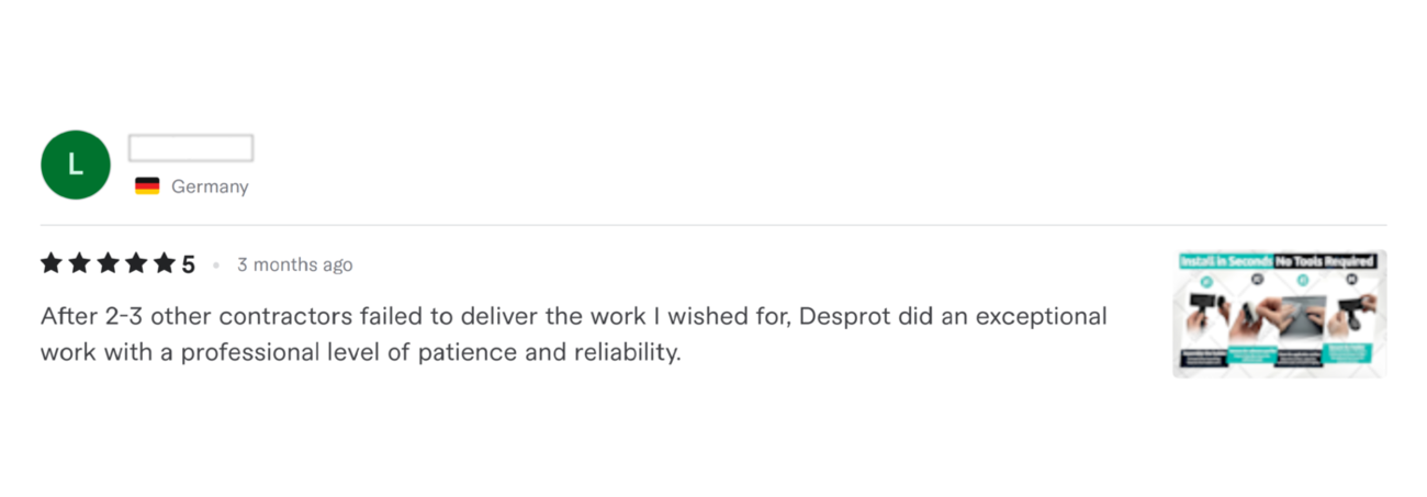 Verified Fiverr review 1